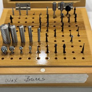 Wooden box with 42 Wax Burs